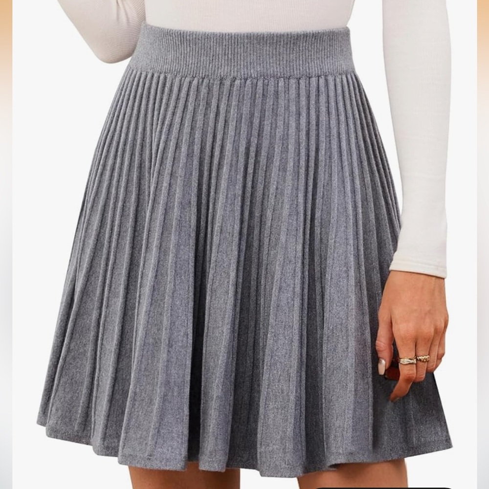 NWT Elegant Gray Pleated Skirt